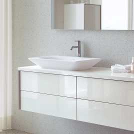 Раковина Duravit Viu накладная 600х415х100мм без перелива без отв с креплением выпуск с керамической крышкой с покрытием WG цвет белый (23586000001)