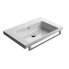 Раковина GSI Norm Norm навесная-встраиваемая с переливом 75х50x18см с 1 отвпод смесительитель цвет белый