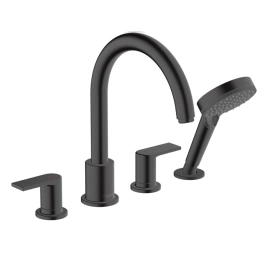 Hansgrohe Vernis Blend Смеситель на борт ванны, на 4 отв, излив 211мм, с ручным душем, цвет: матовый черный (71456670)