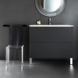 Laufen Kartell Тумба с керамической раковиной цвет белый 800х500х725мм, с 2 выдвиж. ящиками с 1 отв. под смеситель, цвет: шиферный (8.6033.5.642.104.1)