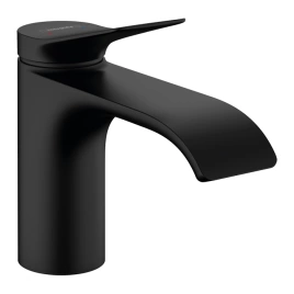 HANSGROHE VIVENIS Смеситель для раковины на 1 отверстие, однорычажный, высота излива 80 мм, с донным клапаном, цвет черный матовый (75010670)