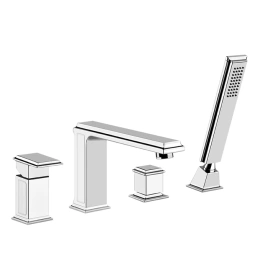 Gessi Eleganza Смеситель для ванны на 4 отверстия, с переключателем, изливом и ручным душем, цвет: хром (46037#031)