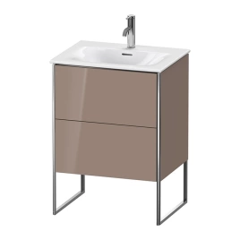 Duravit XSquare Тумба напольная под раковину 234463, 2 яшика, встроенные ножки с регулировкой по высоте, 592x610x478мм, цвет Cappuccino HG (XS452208686)