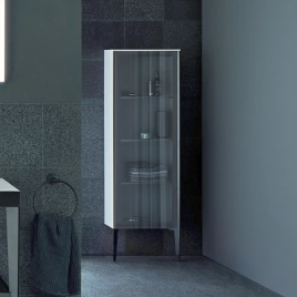 Duravit XViu Шкаф подвесной со стеклянной дверью 1330x400x360мм, (петли слева), корпус: белый глянцевый /фасад: чёрный матовый (XV1367LB222)