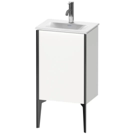 Duravit XViu Тумба подвесная 591x430x310мм под раковину 073345, 1 дверца, (петли слева), ножки не вкл, цвет: белый глянцевый /края: чёрный матовый (XV4068LB222)