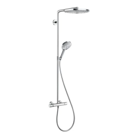 HG Raindance Select S Душевая система Showerpipe: верх.душ 300 2jet, ручн.душ, шланг, термостат, цвет: белый/хром (27133400)