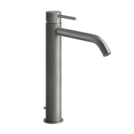 GESSI 316 Смеситель для раковины на 1 отверстие, высокий h=305мм, с донным клапаном, излив 155мм, цвет: steel brushed (54003#239)