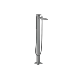 Hansgrohe Metropol Смеситель для ванны, на 1 отв, напольный, с ручным душем, излив 235мм, цвет: шлифованный черный хром (без встройки) (32532340)