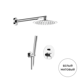 Kerasan Nolita Душевой комплект: смеситель с переключателем, ручная лейка, держатель и верхний душ диаметром 200мм, цвет: белый матовый (923130 Bianco matt)