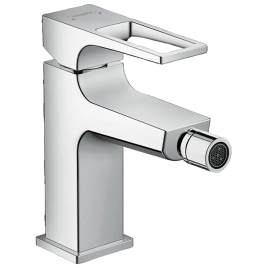 Hansgrohe Metropol Смеситель для биде на 1 отверстие, с донным клапаном Push-Open, излив 129мм, h100мм, цвет: хром (74520000)
