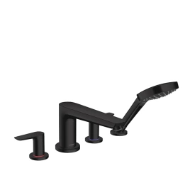 Hansgrohe Talis E Смеситель на борт ванны, на 4 отв, с ручным душем, излив 196мм, цвет: черный матовый (71748670)