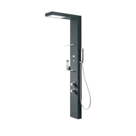 Hafro Light Душевая колонна 156x55x18см верхний душ, термостат, 4 вертик.струи, 2 полки, серый bromo (без подсветки!) (4LHA4N0 grigio bromo)