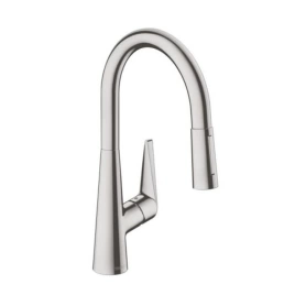 Hansgrohe Talis M51 Смеситель для кухни, на 1 отв однорычажный, поворотный излив 213мм с вытяжным душем, 2jet, h185мм, цвет: под сталь (72813800)