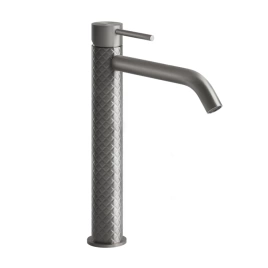 GESSI 316 Смеситель для раковины на 1 отверстие высокий, без донного клапана, h=305мм, излив 123мм, цвет: steel brushed (54106#239)