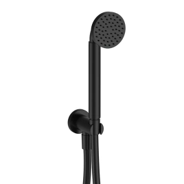 Fantini Icona Classic Душевой набор: ручная лейка со шлангом и держателем,круглая розетка, выпуск 1/2, цвет черный матовый (53 13 R043)