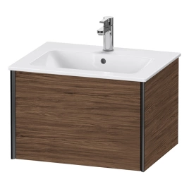 Duravit XViu Тумба подвесная 400x610x480мм, для раковины 233663, 1 ящик, цвет: walnut dark/черный матовый (XV40250B221)