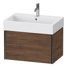 Duravit XViu Тумба подвесная 397x684x454мм, для раковины 235070, 1 ящик, цвет: walnut dark/черный матовый (XV42350B221)