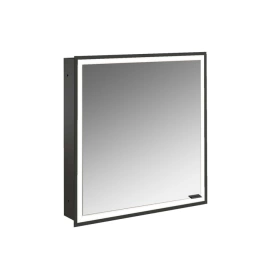 Emco Prime Зеркальный шкаф с подсветкой LED Facelift встраив. модель, 600 mm, 1-дверка, IP 20, цвет черный петли слева, зеркальная задняя стенка (9497 135 69)