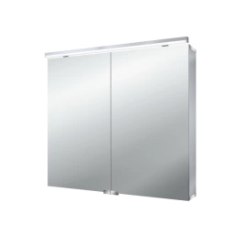 EMCO Flat Зеркальный шкаф 800 мм, LED-подсветка, 2 двери, 2 полки, розетка, без нижней подсветки (9797 050 64)