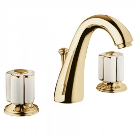 Bongio Fleur blanc Смеситель для раковины на 3 отв, цвет золото/белый фарфор (11501OR00)