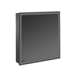 EMCO Prime Зеркальный шкаф 600xh700мм с подсветкой, встраиваемый, 1 дверь, R, 2 полки, розетка, цвет: черный (9497 050 70)