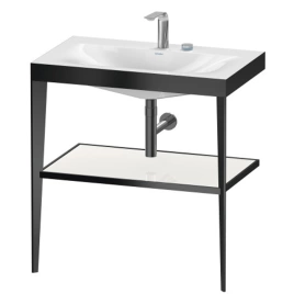 Duravit XViu Консоль напольная, 850x800x480мм с полкой, с раковиной без перелива, 2 отв, цвет: black matt/white high gloss lacquer (XV4715EB285)