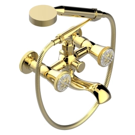 THG HIRONDELLES GOLD STAMPED Смеситель для ванны, настенный, с ручным душем, цвет Gold color PVD (A4L-H52-13B)