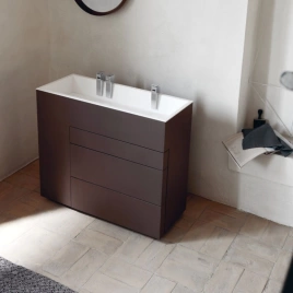 NOORTH milldue edition TOUCH Комплект мебели 1000х400х880 мм, напольный, 3 ящика, слив в пол, раковина Milltek белый матовый, отделка Fango матовый (371505)
