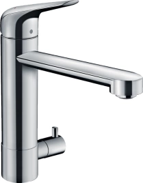 Hansgrohe Focus M42 Кухонный смеситель на 1 отв, однорычажный, поворотный излив 189мм, h98мм, 1jet, с запорн.вентилем, цвет: хром (71813000)