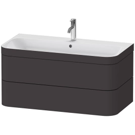 DURAVIT HAPPY D.2 PLUS Комплект мебели 975х490х468 мм, 2 ящ, с 1 отв для смес, в компл.с сиф и донным клап, раковина bi-color, цвет Графит супермат (HP4638O8080)
