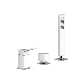 Gessi Rettangolo K Смеситель для ванны на 3 отверстия, с переключателем и ручным душем, без излива, цвет: хром (53043#031)