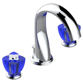 THG PETALE DE CRISTAL BLEU Смеситель для раковины на 3 отверстия, с донным клапаном, цвет хром (U6B-A02-151)