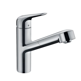 Hansgrohe Focus M42 Кухонный смеситель на 1 отв, однорычажный, поворотный излив 225мм с вытяжным душем, 1jet, h150м, sBox, 1jet, цвет: хром (71829000)