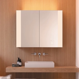 BURGBAD RL40 Зеркальный шкаф 1200х150х800 мм, 2 зерк. дверь с обоих сторон, 4 стеклянные полки,подсветка, Smart-Home-System, 2 розетки (SPQZ120)