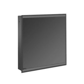 EMCO Prime2 Зеркальный шкаф 600xh700мм с подсветкой, встраиваемый, 1 дверь, R, 2 полки, розетка, цвет: черный (9497 050 32)
