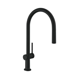 Hansgrohe Talis M54 Смеситель для кухни, на 1 отв, однорычажный, поворотный излив 223мм с вытяжным душем, 1jet, h210мм, sBox, цвет: черный матовый (72803670)