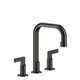GESSI INCISO Смеситель для раковины на 3 отверстия с донным клапаном, излив 160мм, h=240мм Цвет: nero XL (58013#299)