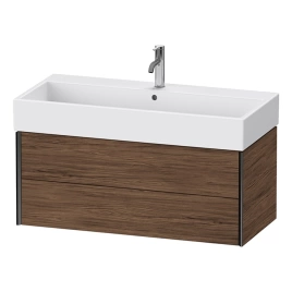 Duravit XViu Тумба подвесная 397x984x454мм, для раковины 235010, 2 ящика, цвет: walnut dark/черный матовый (XV43370B221)