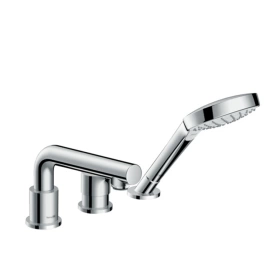 Hansgrohe Talis S Смеситель на борт ванны на 3 отв, излив 200мм, с ручным душем 1jet, цвет: хром (72416000)