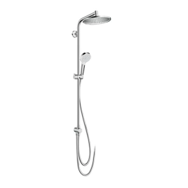 HG Crometta S Душевая система Showerpipe: верх.душ 240 1jet, ручн.душ, шланг, EcoSmart, цвет: белый/хром (27270000)