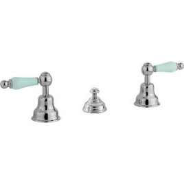 CISAL Arcana Toscana Смеситель для биде на 3 отверстия без излива, с донным клапаном, цвет хром/белый (TS00121021)