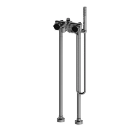 Stella Timeaster Напольный смеситель для ванны 3267/CL306 с ручным душем, ручка d=65мм, цвет: хром, ручка черная (TD 02006 CR00N)