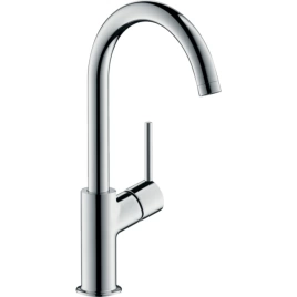 Hansgrohe Talis Смеситель для раковины с донным клапаном Push-Open, на 1 отв, поворотный излив 154мм, h210мм, цвет: хром (32082000)