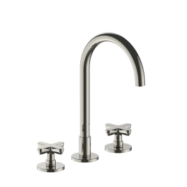 Fantini Icona Classic Смеситель для раковины, 3 отв, с нажимн. донным клапаном, излив 160мм, цвет: никель (53 95 R007)