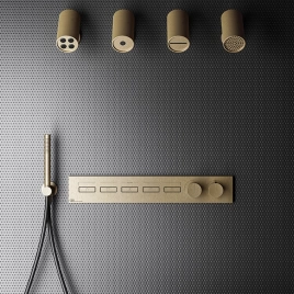 Gessi Hi-Fi Термостат для душа, с включением до 5 источников одновременно (внешняя часть), цвет: warm bronze brushed pvd (63018#726)