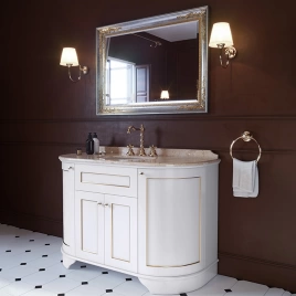 TW YORK База с раков.Simas S53 bi, 129x58xh86см, 4 расп. дв, доводч. Blum, ручки: бронза, цвет: bianco, декор: oro antico (без мрамора) (YOR4130-BO+S53 bi комплект)