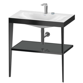 Duravit XViu Консоль напольная, 850x800x480мм с полкой, с раковиной без перелива, 2 отв, цвет: black matt/flannel grey high gloss lacquer (XV4715EB289)