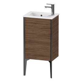 Duravit XViu Тумба подвесная 594x410x290мм, для раковины 072343, 1 дверь, (петли слева), цвет: walnut dark/черный матовый (XV4480LB221)