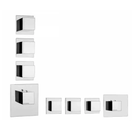 Bossini Cube Термостат для душа, встраиваемый (внешняя часть), с девиаторм/запорным вентилем на 3 - 6 выходов, уст-ка верт/гор, цвет: хром (Z032205.030)
