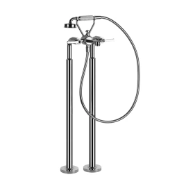 GESSI VENTI20 Смеситель для ванны напольный, двухвентильный, с ручным душем и шлангом 1500 мм, внешняя часть, цвет хром (65128#031)